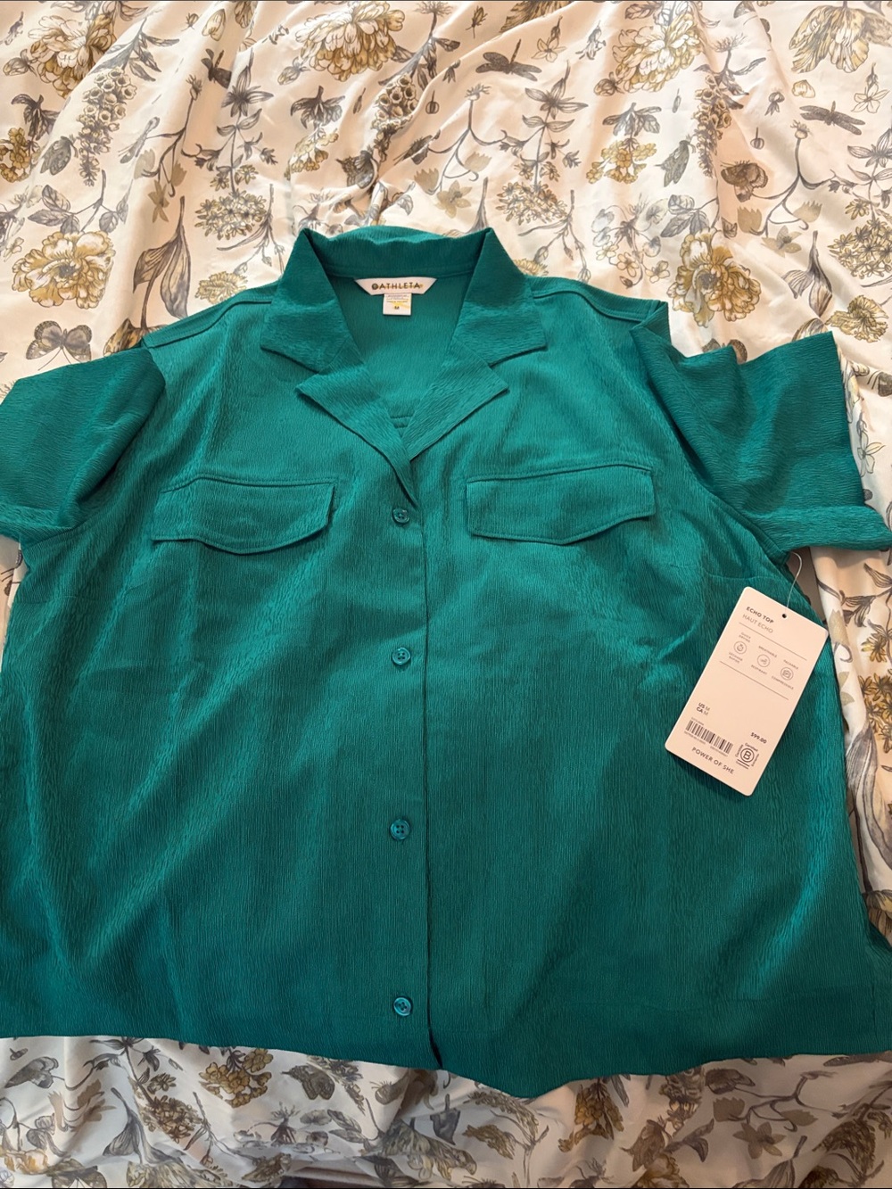 NWT Athleta echo Teal Button down